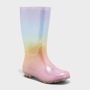 Cat & Jack Kids Cece Rainbow Glitter Rain Boots, size 2